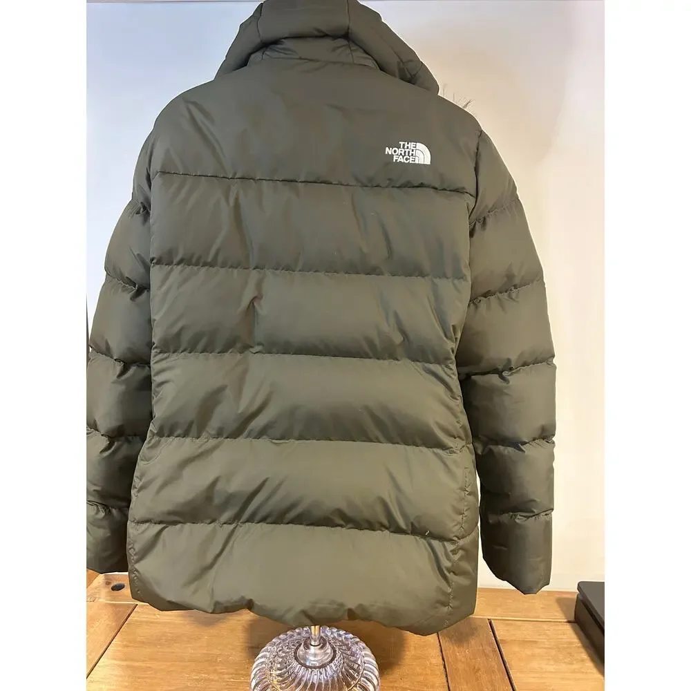 THE NORTH FACE XL Gotham Women's Khaki 550 Down Puffer Hooded Quilted Faux Fur - Picture 6 of 16